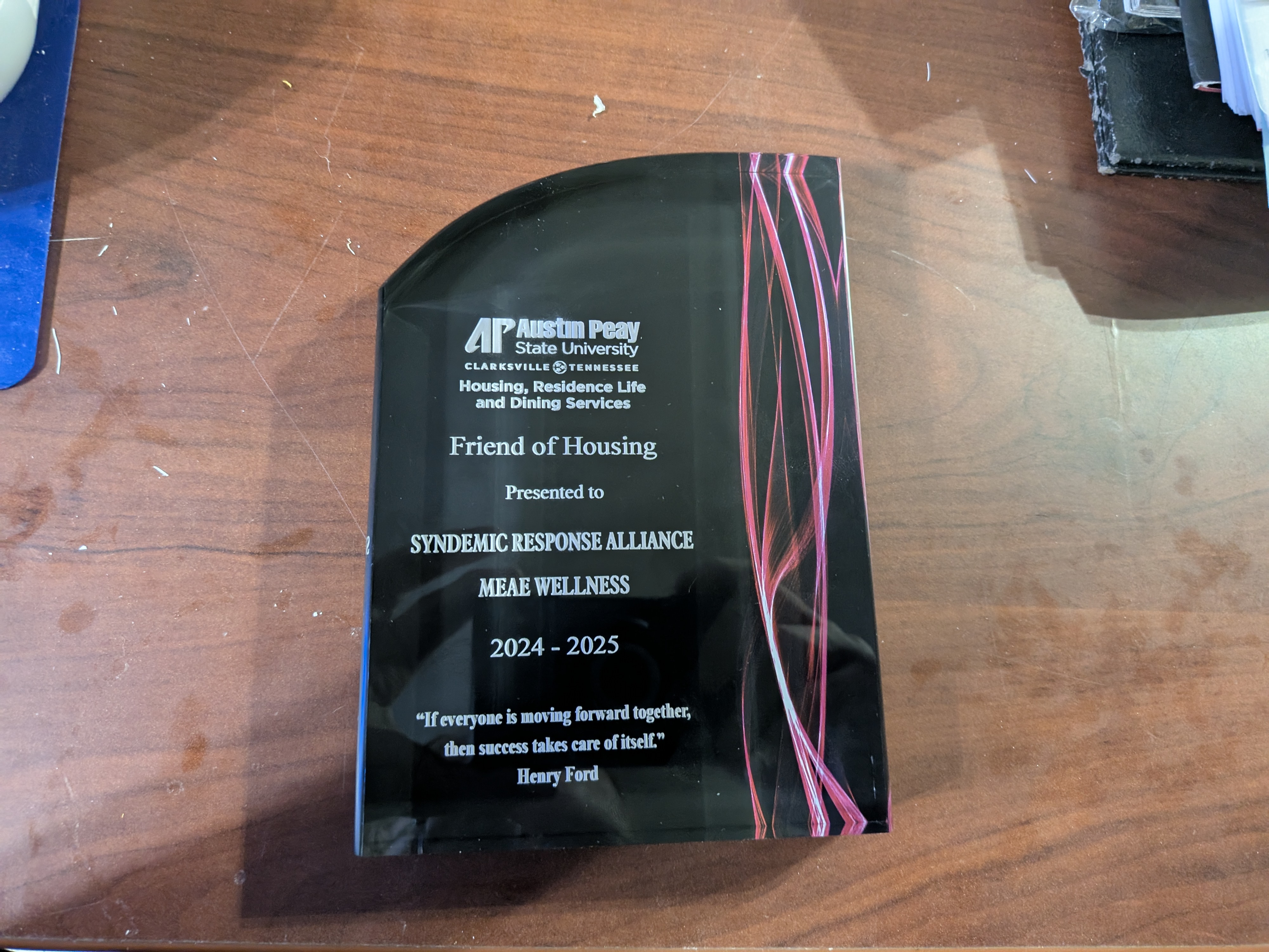 20224-2025 Meae Wellness Honored with APSU's "Friends of Housing" Award for Syndemic Response Alliance Program